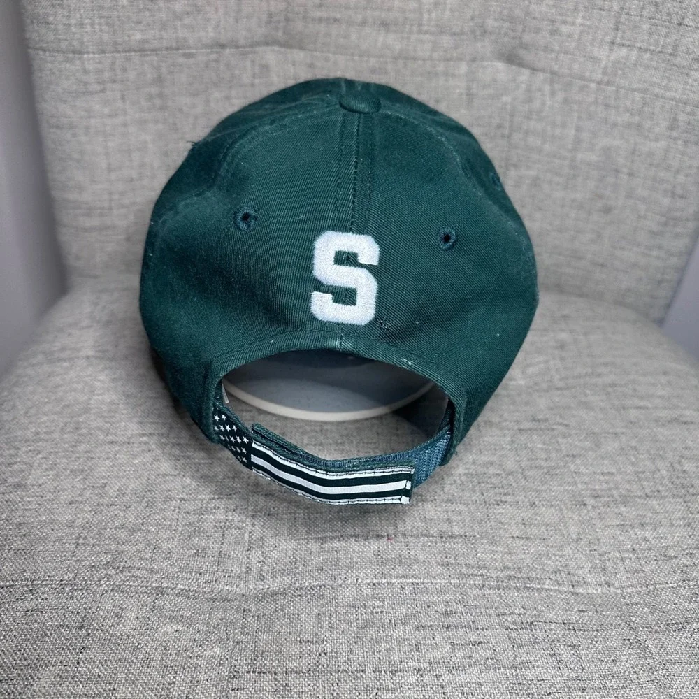 Michigan‎ State Spartans Baseball Cap Green White S Logo Adjustable Strap